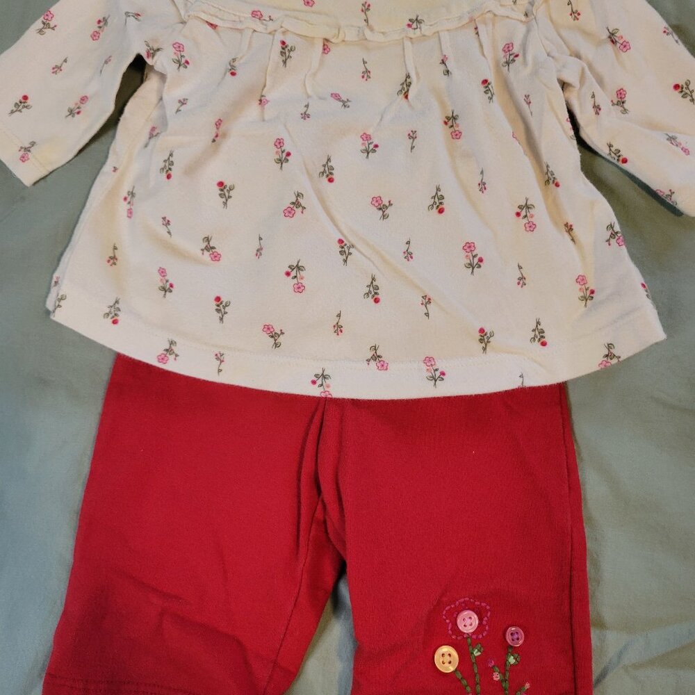Carters floral top with red pants